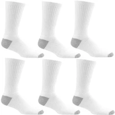 Men Sport Athletic Work White 2 Tones Cushioned Crew Cotton Socks Size 10-13