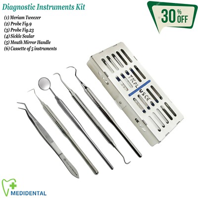 DIAGNOSTIK Instrumente Kit Dental Explorers + Chirurgische Sterilisationskassette CE