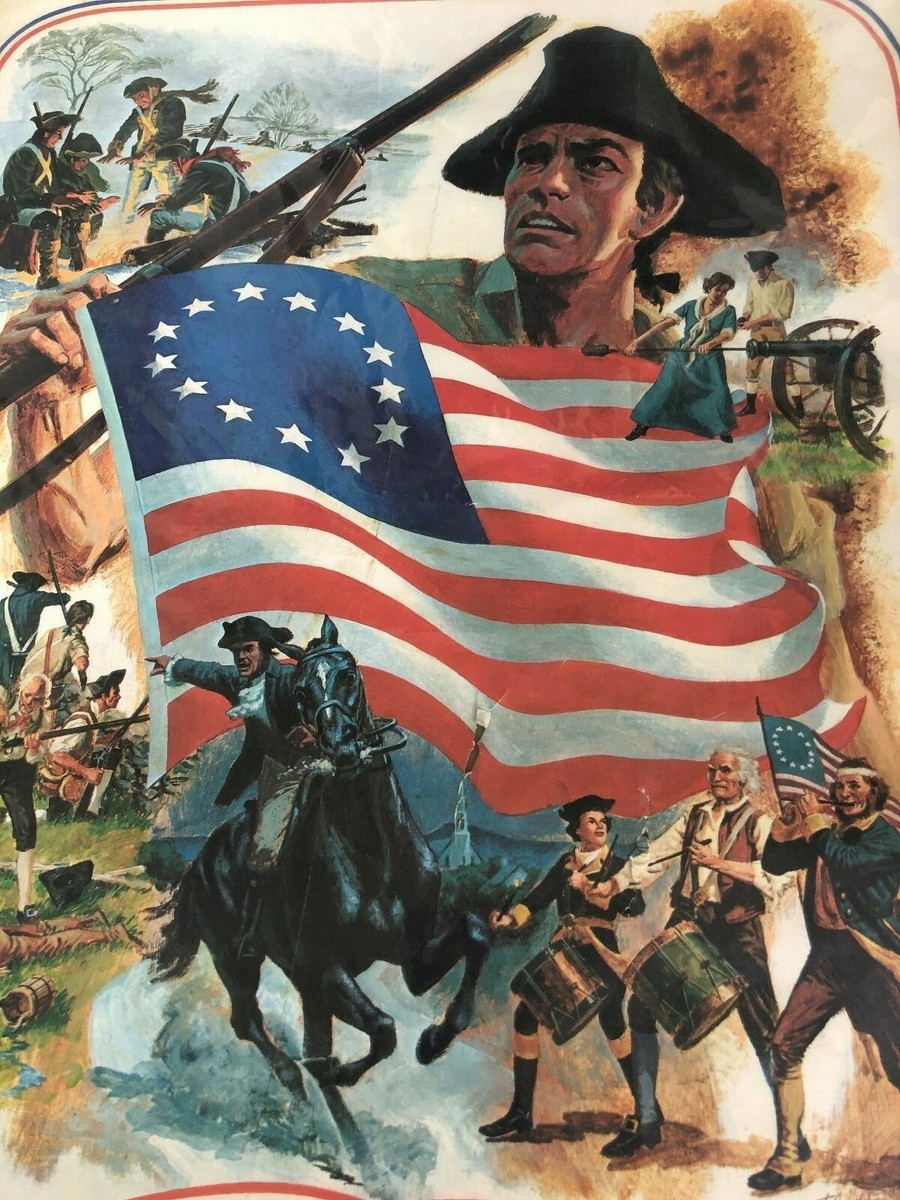 VINTAGE 1776-1976 BICENTENNIAL 200 YEAR PICTURE 1974 LITHO U.S.A.