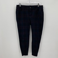 Maurices Women's Skinny Dress Pants Business Casual Dark Plaid Size L Short