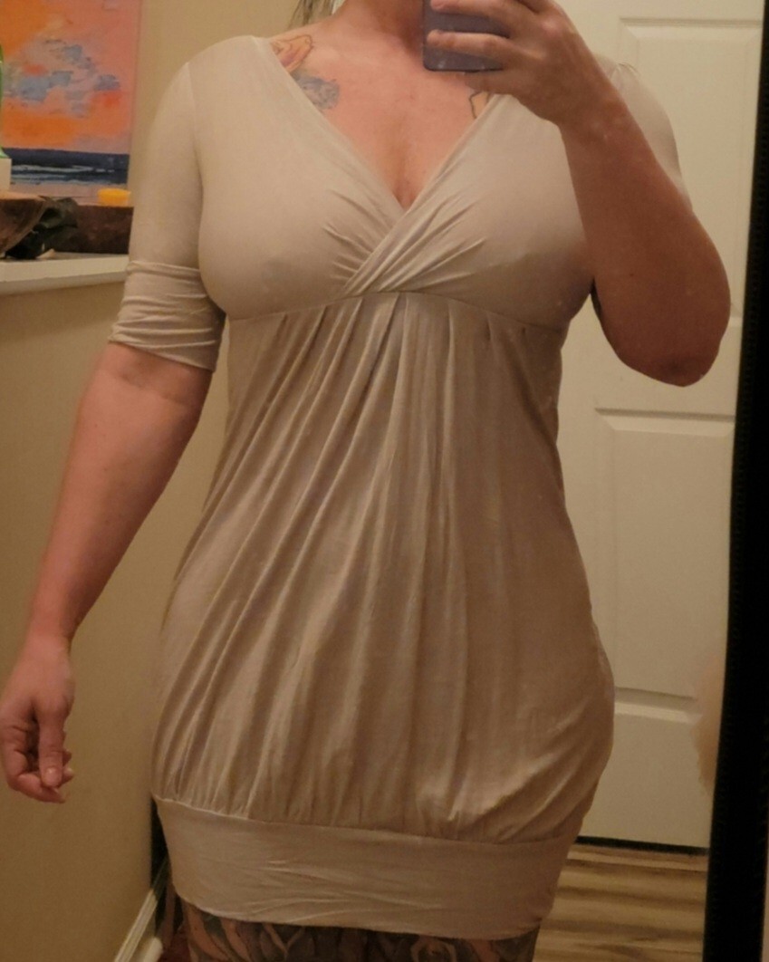Guess Light Grey Empire Waist Dress Medium