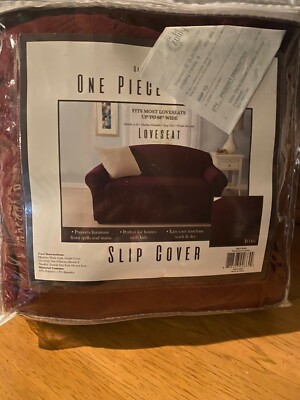 Loveseat One Piece Stretch Slipcover Wine Darla Quilted Funiture Cover