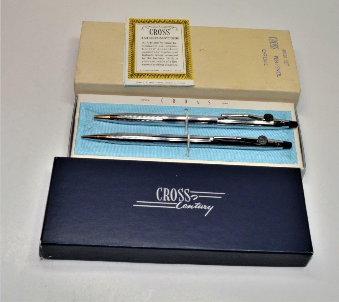 NOS Cross Classic Century pen &amp; pencil set Crome finish GE Logo 