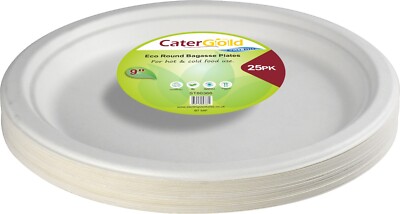 Vplus 150 Pack Paper Plates 9 Inch 100% Compostable, Heavy-Duty Disposable Paper Plates Bagasse Natural Biodegradable Eco-Friendly Sugarcane