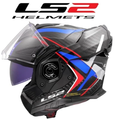 Casco modulare LS2 FF901 Advant X CARBON FUTURE BLU/NERO VISIERA FUME' OMAGG