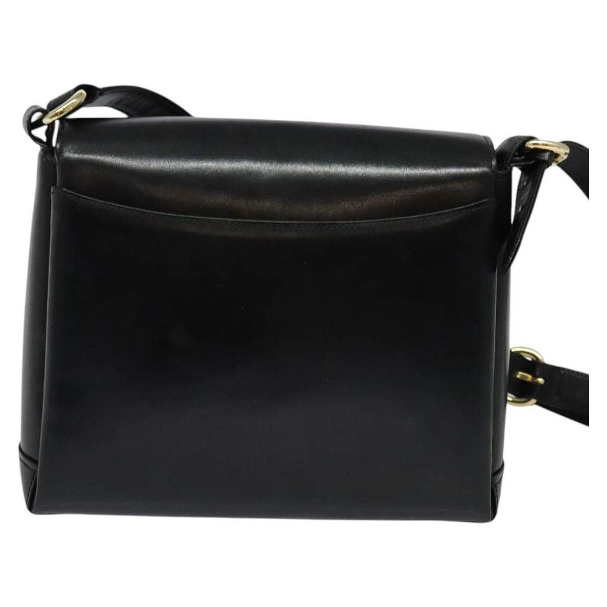 バッグ OLD GUCCI 2way Leather Shoulder Bag GUCCI Shoulder Bag Leather 2way Black Gold Auth 117991 | eBay