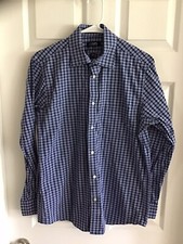 Chaps Slim Fit Blue Plaid Long Sleeve Button Shirt, Men's Size 15 1/2 (32-33)