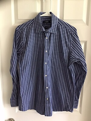 Chaps Slim Fit Blue Plaid Long Sleeve Button Shirt, Men's Size 15 1/2  (32-33) | eBay