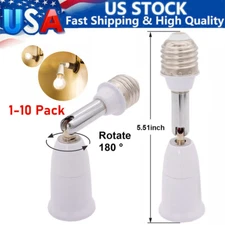 E26 E27 Light Bulb Socket Adjustable Converter Lamp Holder Adapter Extender 4.5"