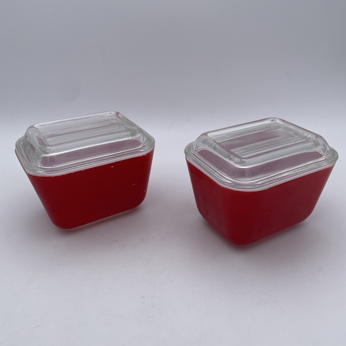 Red Vintage Pyrex Primary Color #501 Refrigerator Dishes