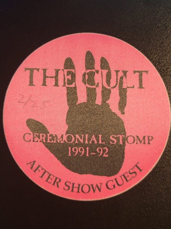 1991 THE CULT -Red after show Backstage pass-unused-NOT SOLD TO THE PUBLIC