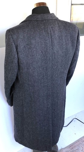 Hart Schaffner & Marx XL Heavy Wool Herringbone Overcoat Gray/Blue 46” Chest - Picture 9 of 23