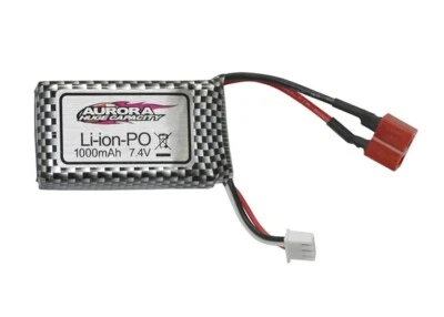 YUNIQUE GREEN-CLEAN-POWER 7.4V 1000mAh LiPo Akku mit T-Stecker & USB-Ladegerät für RC Modelle, Silber