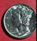 1944 Choice Uncirculated US Mercury SILVER Dime "Philadelphia" Mint! Old Coin!