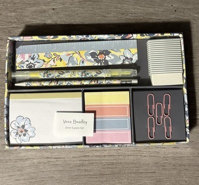 Vera Bradley Desk Supply Note Set SUNNY GARDEN Pen/Pencil/Eraser/Notepad
