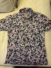 Bad Birdie Polo Men s Large Winter Floral Print pink, green, gold