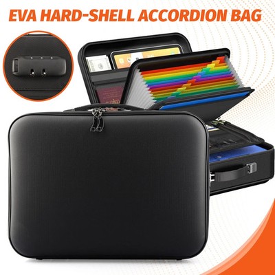 Waterproof Fireproof File Organizer with Lock Hard-Shell Case Document Box Black