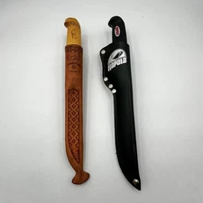 2 Vintage Rapala J. Marttiini 6” Blade Fish Fillet Knives w/Sheaths Finland /cb