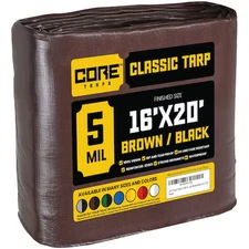 CORE TARPS CT-502-16X20 Heavy Duty Tarp, 20 ft L x 0.5 mm H x 16 ft W, 5 Mil,