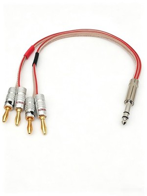 6.35mm 1/4 TRS Male to L+ R+ GND 4x Banana Amplifier Audio Headphone Cable 1~6FT