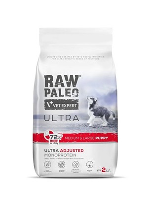 RAW PALEO Ultra Beef Medium&Large Puppy Trockenfutter für Welpen 2kg