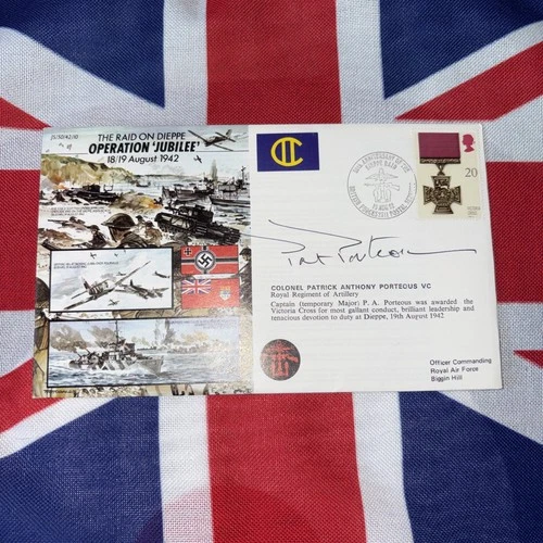 RAF FDC. WW2 Op JUBILEE Aug 1942 signed Col Patrick Porteous VC Victoria cross