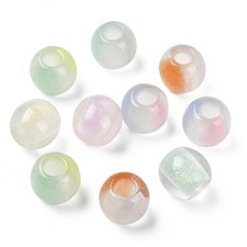 50pcs Pearlized Resin European Beads, Round Large Hole Beads for Jewelry DIY