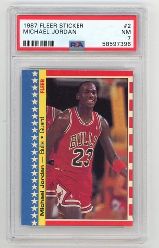 1987-88 Fleer Basketball Stickers Michael Jordan #2 PSA 7