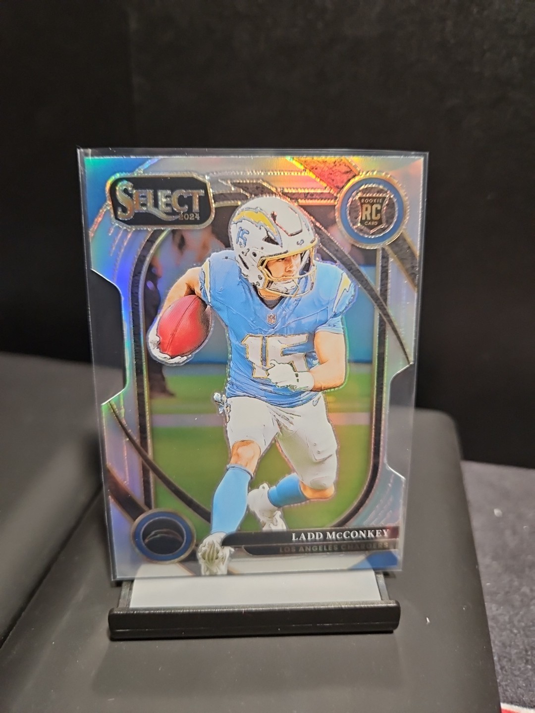 2024 Panini Select Ladd McConkey Silver Prizm Die-Cut RC Club Level