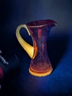 MCM Kanawha Or Blenko Amberina Crackle Glass Pitcher Art Glass 5.25"" 1960s