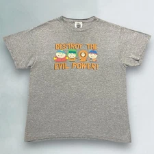 Vintage South Park T-Shirt Mens M Gray Promo 2004 Chinpokomon Destroy The Evil
