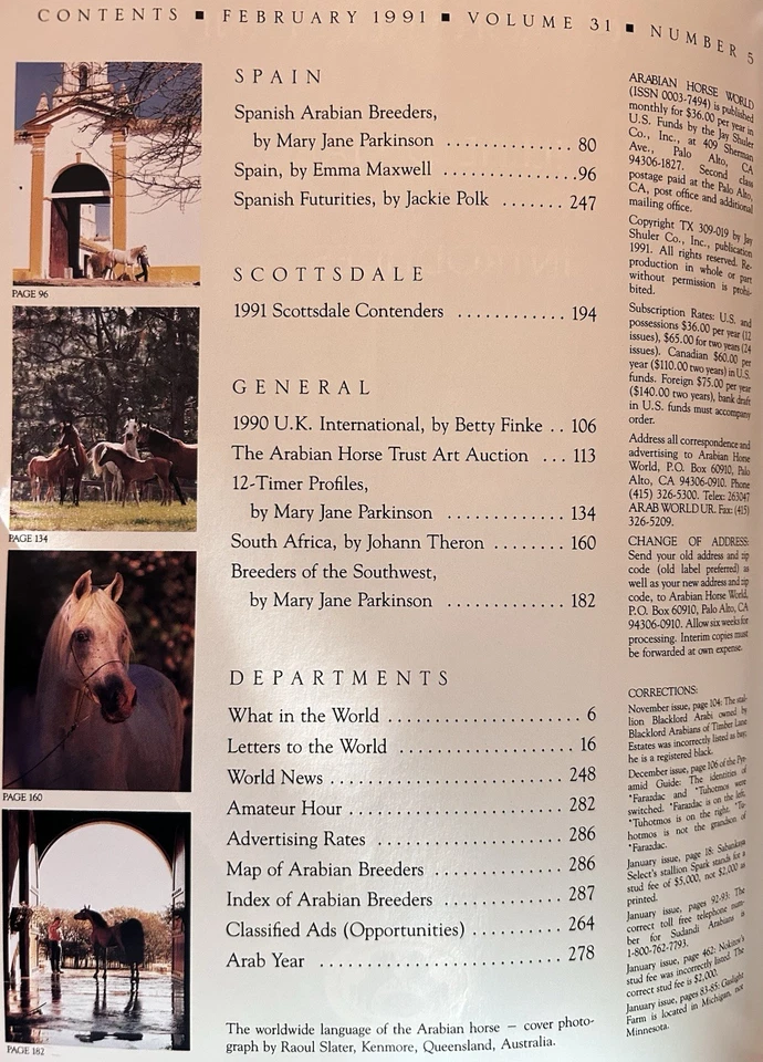 Arabian Horse World Magazine Spanish Issue 💌 February 1991 Vintage - Image 2 of 4