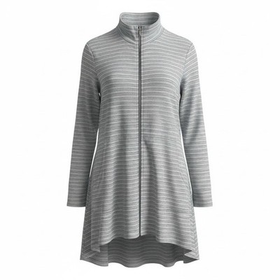 Kozan Pinstripe Full Zip Mock Neck Jane Jacket Womens Large Comfort Stretch