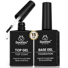 Beetles No Wipe Gel Top Coat and Base Coat Set for Gel Nail Polish - 2Pcs 15ml