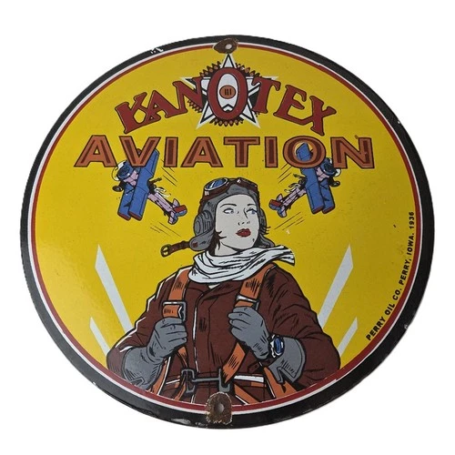 Vintage Kanotex Sign - Aviation Gas Pump Service Automobile Motor Sign