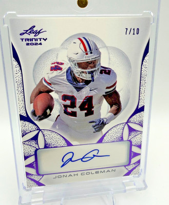 Jonah Coleman 2024 Leaf Trinity Auto BA-JC2 Blue Ink 7/10 RC