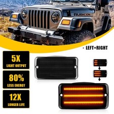 2pcs For Jeep Wrangler TJ 97-06 Dynamic Amber LED Front Side Marker Signal Light