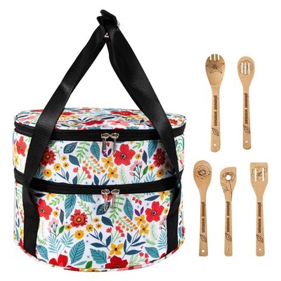 Insulated Casserole Carrier,Round Casserole Carriers for Hot or Cold Food wit...