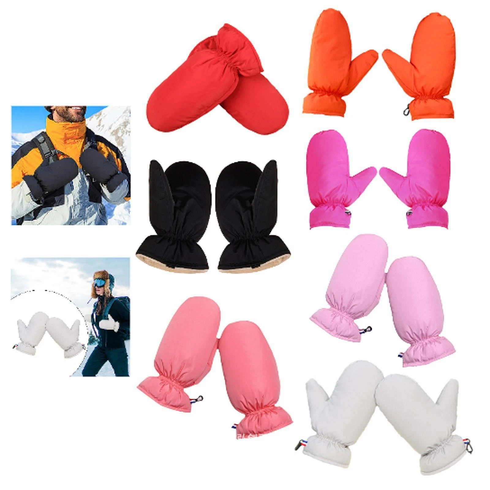 Down Mittens Ski Gloves Thickened Soft Thermal Windproof Snow Mittens for