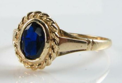 DAINTY 9k 9CT GOLD BLUE SAPPHIRE SOLITAIRE ART DECO INS RING FREE RESIZE - Picture 4 of 6