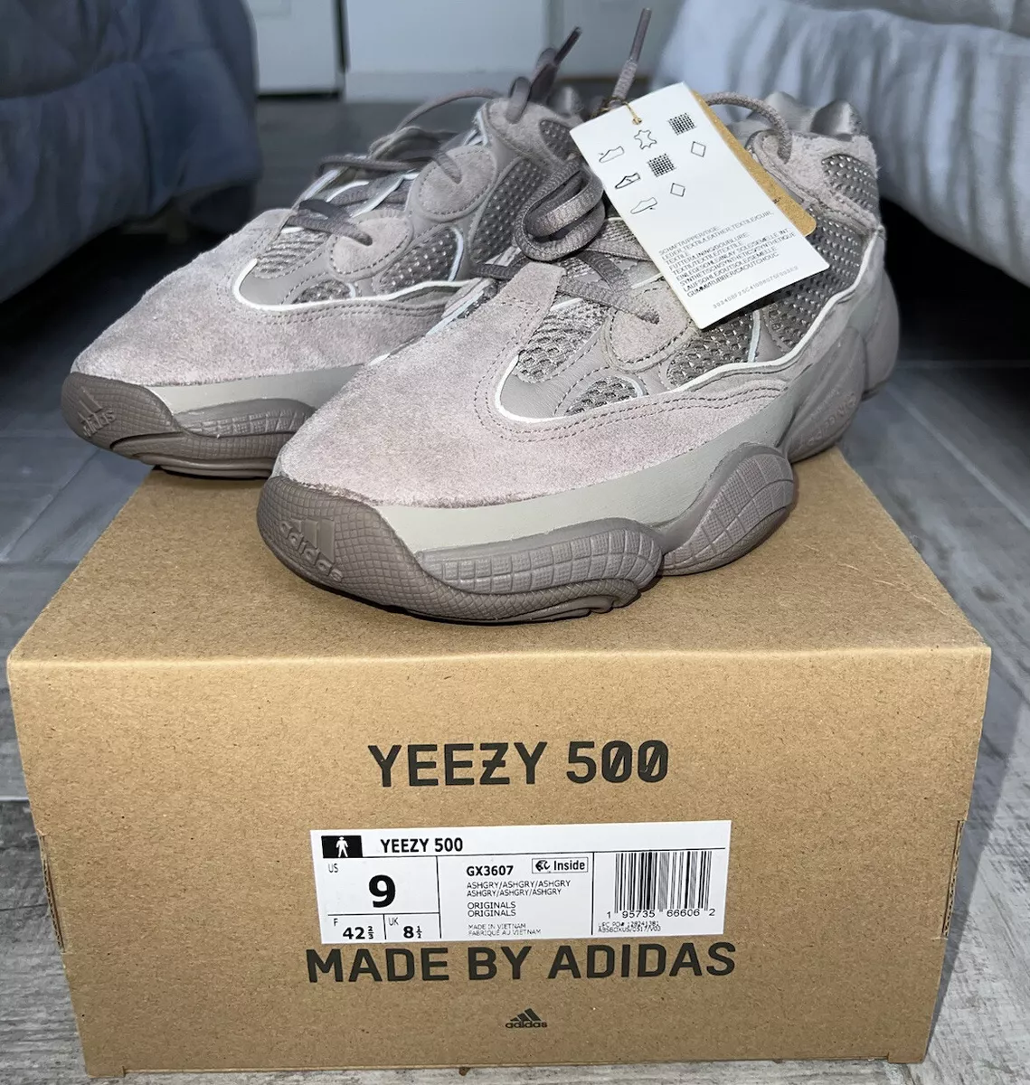 Size 9 - adidas Yeezy 500 Ash Gray - GX3607