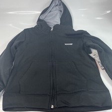 Zip Hoodie Boys Polyester Fleece Zipper Hooded Sweatshirt Kids Black Size 10/12