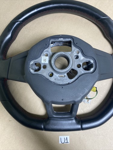 15-18 Volkswagen Golf GTI Flat Bottom Sport Steering Wheel Red Stitch U1 J - Picture 13 of 15