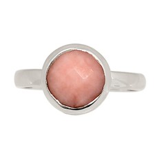 Natural Peruvian Pink Opal 925 Sterling Silver Ring Jewelry s.7.5 ALLR-31958