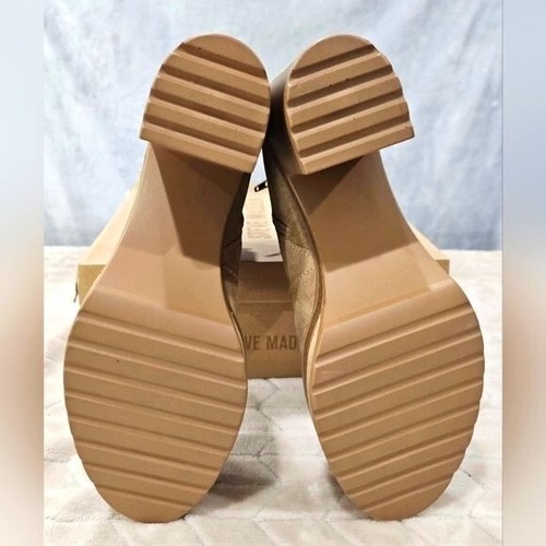 New Steve Madden Tan Faux Suede Leather Platform Ankle Boots Size 11NWT - Picture 4 of 7