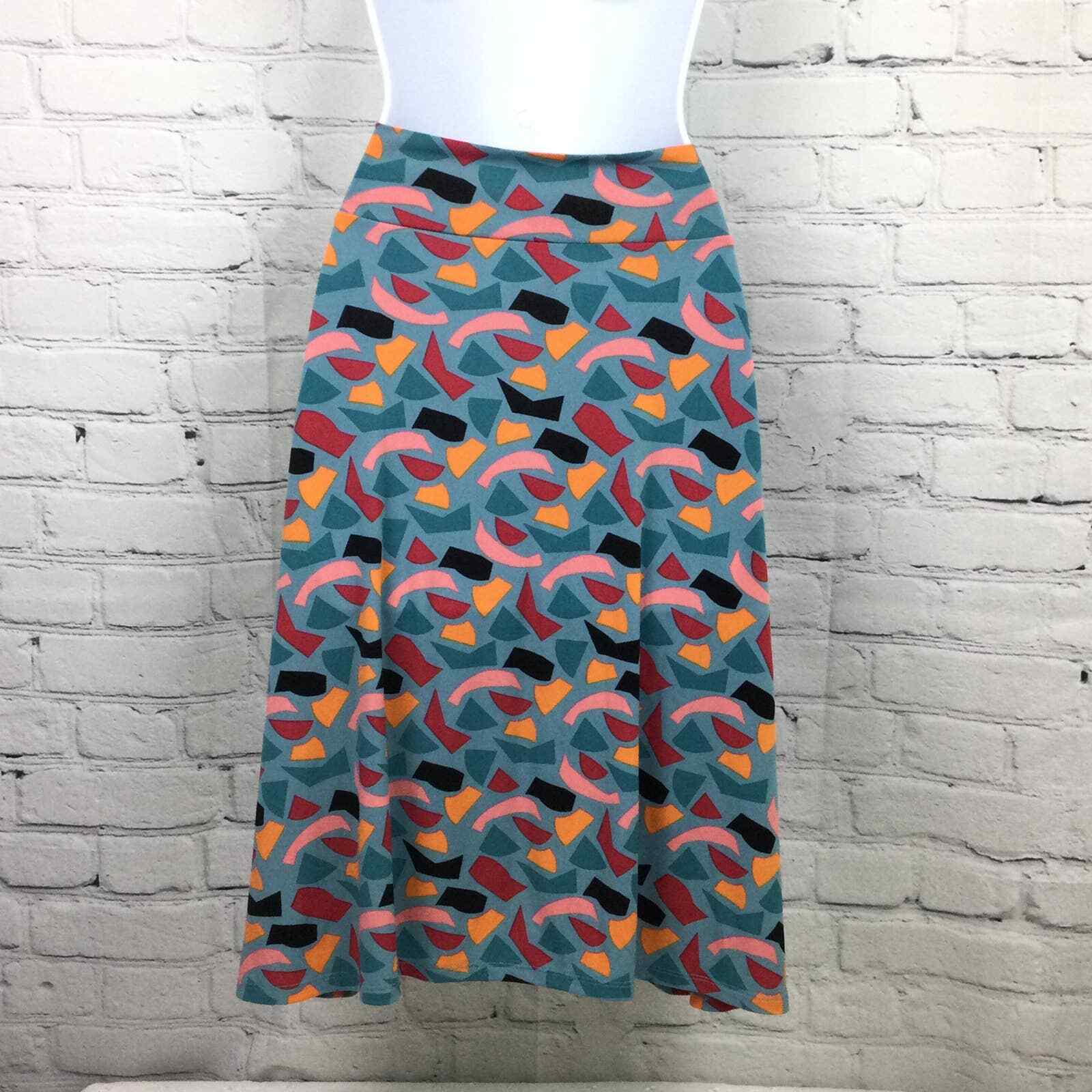 Lularoe Blue Geometric Pattern Stretch Waist Asym… - image 4