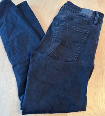 AMERICAN EAGLE NEXT LEVEL STRETCH SKINNY BLACK JEANS WOMENS SZ 8 COWGIRL
