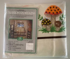 NOS SEALED Vintage Sears Chefmates Merry Mushrooms (A) Tier Curtains 68”Wx36”L