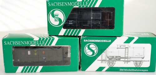 (6229) 3 Sachsenmodelle: 16004 Packwagen+ 2 Kesselwagen 16005+16026 der DRG | Condition: Gebraucht