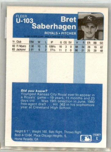Bret Saberhagen Kansas City Royals Rookie Cards-1999  Buy 1-50% OFF 2nd - Picture 2 of 16